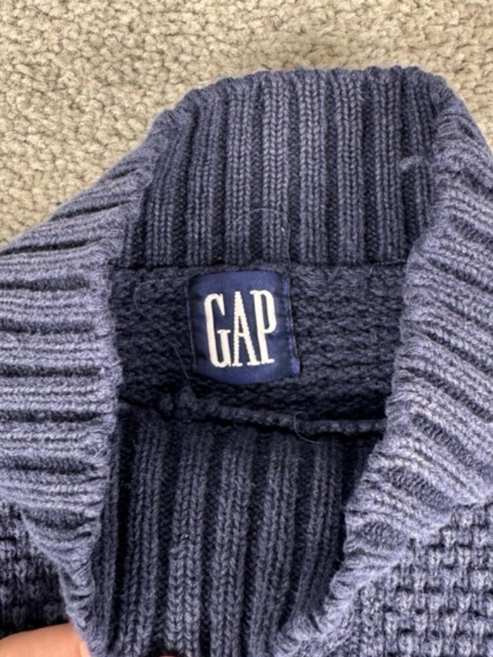 Vintage Gap Sweater Women Medium Blue Pullover Boxy Cable Knit Textured 90s Y2K - Picture 3 of 8